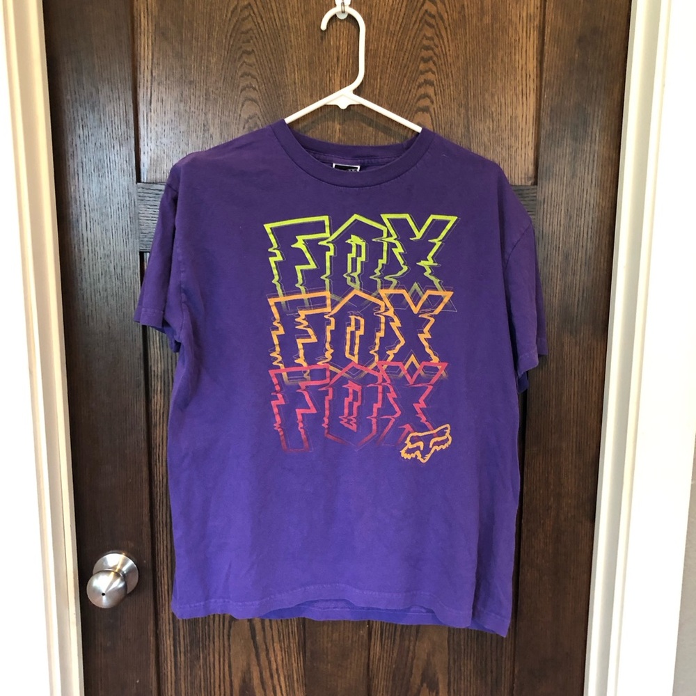 Vtg Fox Racing Sz L Motocross Y2K Shirt Men Purple Cotton